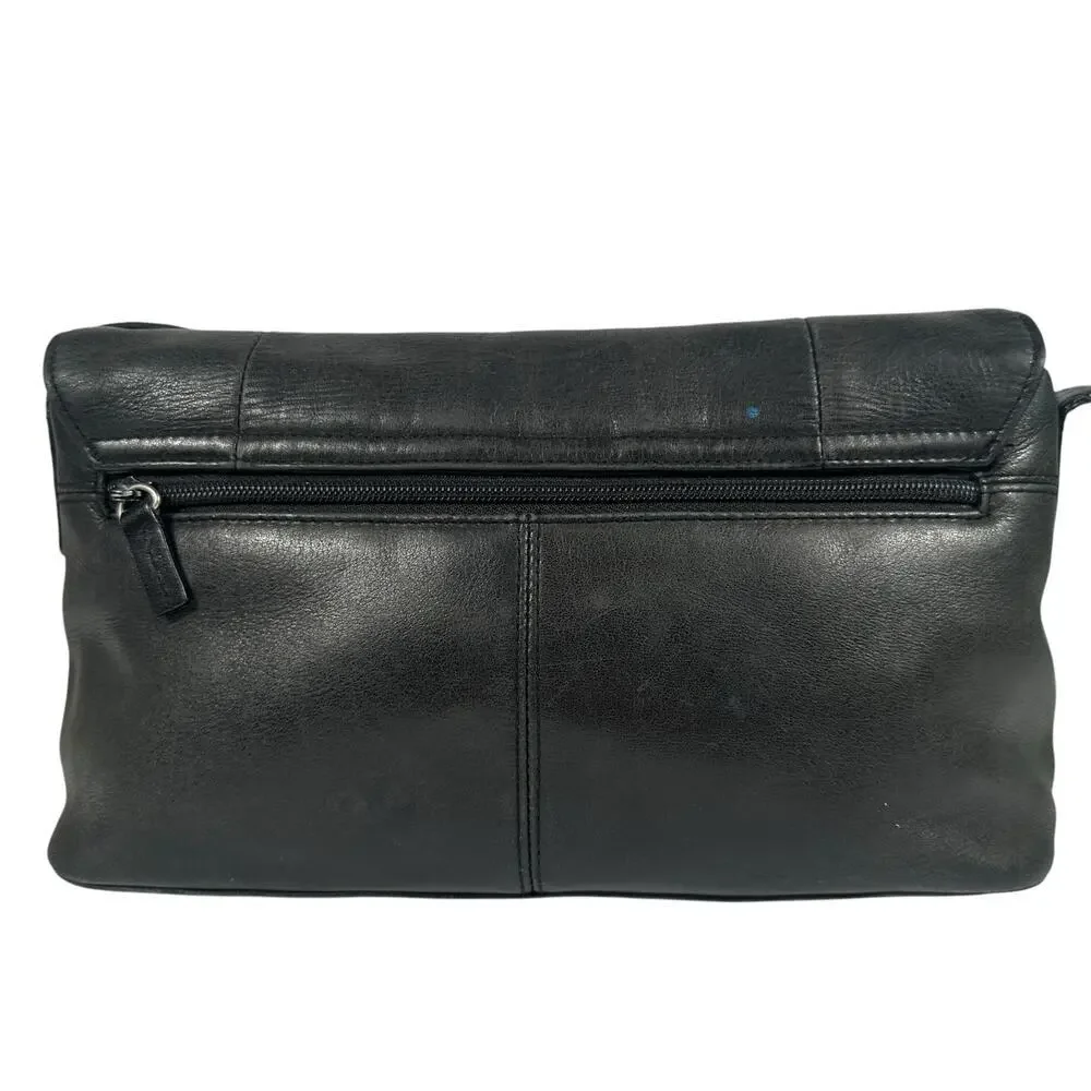 Naturalizer Genuine Leather‎ Shoulder Bag Purse Black Y2K Moto Biker Rectangle